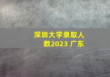 深圳大学录取人数2023 广东